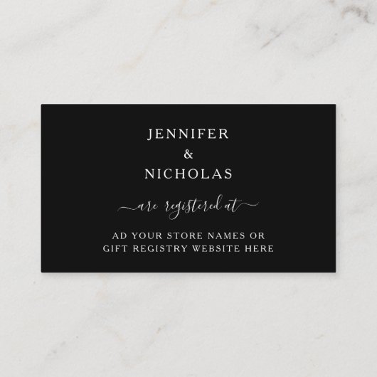 Floral Black and White Peonies Wedding Registry Informatiekaartje (Achterkant)