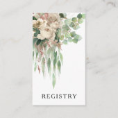 Floral Black and White Peonies Wedding Registry Informatiekaartje (Voorkant)