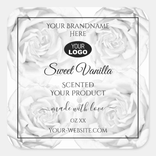 Floral Black and White Product Package Labels Logo (Voorkant)
