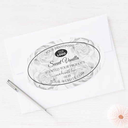 Floral Black and White Product Package Labels Logo (Envelop)