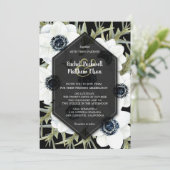 Floral Black and White Wedding Invitations (Staand voorkant)