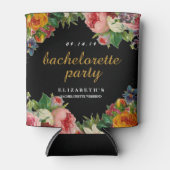 Floral Black Bachelorette Party Blikjeskoeler (Voorkant)