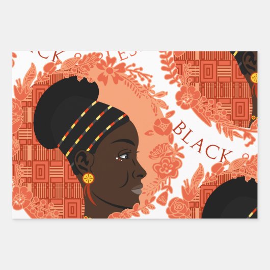 Floral Black & Blessed Inpakpapier Vel (Voorkant 3)