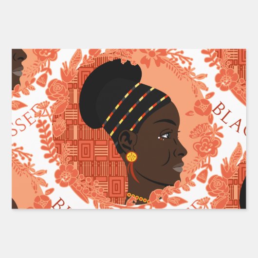 Floral Black & Blessed Inpakpapier Vel (Voorkant 2)