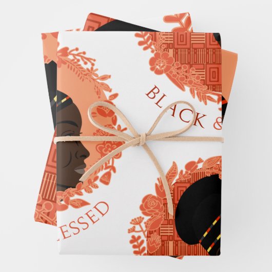 Floral Black & Blessed Inpakpapier Vel (In situ)