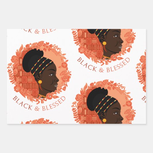 Floral Black & Blessed Inpakpapier Vel (Voorkant)