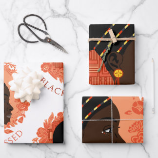 Floral Black & Blessed Inpakpapier Vel