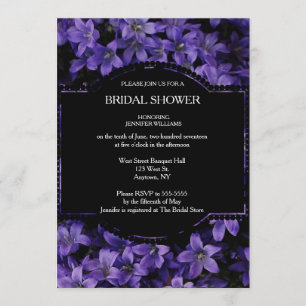Floral Black Bridal Shower-uitnodigingen Kaart