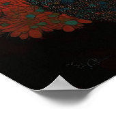 Floral Black Cat met luchtig schaduwontwerp Poster (Hoek)