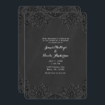 Floral Black Chalkboard en Lace Country Wedding Kaart<br><div class="desc">Aanpassen voor elke gebeurtenis</div>