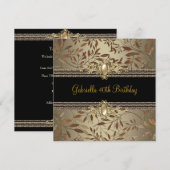 Floral Black Coffee Pearl chain 40th Birthday Kaart (Voorkant / Achterkant)