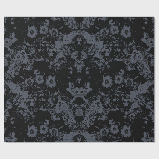 Floral Black Damask Cadeaupapier (Vlak)