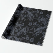 Floral Black Damask Cadeaupapier (Uitgerold)