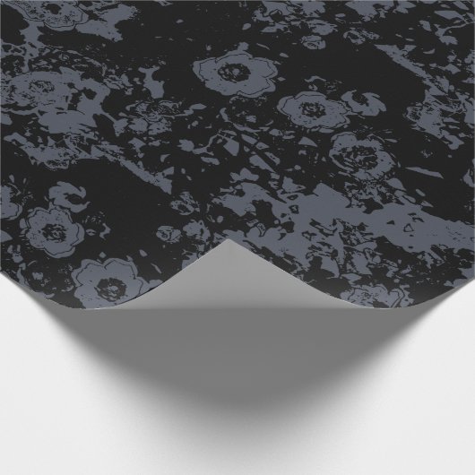 Floral Black Damask Cadeaupapier (Hoek)