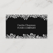 Floral Black Elegant Stylish Personalized Gothic Visitekaartje (Voorkant)