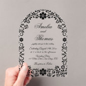 Floral Black Elegant Wedding Acryl Uitnodigingen (Insitu (Draagbaar))