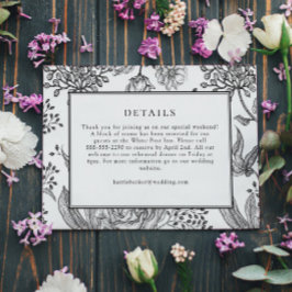 Floral Black Elegant Wedding Details Kaart