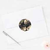 Floral Black en Beige Moederdag Ronde Sticker (Envelop)