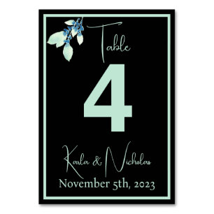 Floral Black en Bleek Mint Green Wedding Kaart