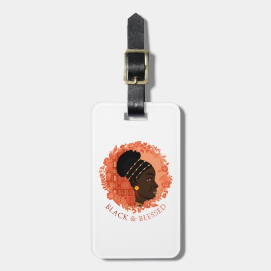 Floral Black en Blessed Bagagelabel (Voorkant verticaal)