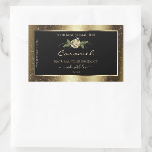 Floral Black en Gold Brown Glitter Product Labels (Tas)