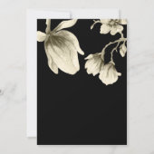 Floral Black en Gold bruiloft Kaart (Achterkant)