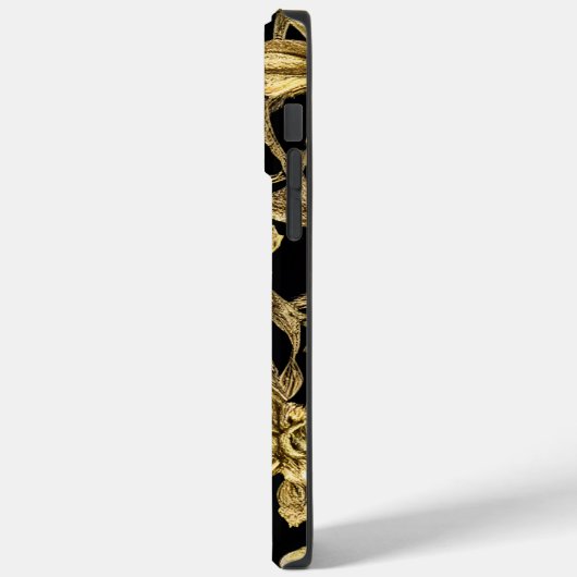 Floral Black en Gold Persoonlijke naam Case-Mate iPhone Case (Achterkant / Links)