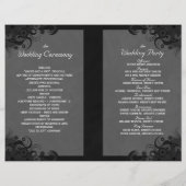 Floral Black en Grey Gothic Folded Wedding Program (Achterkant)