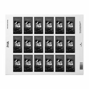 Floral Black en Grey Photo Gothic Favor Labels
