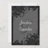Floral Black en Grey sparen de datumaankondigingen Kaart (Achterkant)