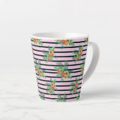 Floral Black en roze strepen Latte Mok (Rechterhoek)