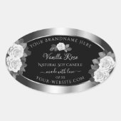 Floral Black en Silver Product Labels White Roses (Voorkant)