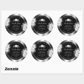 Floral Black en Silver Product Labels White Roses (Vel)