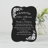  Floral Black en White Flower Wedding Kaart (Staand voorkant)