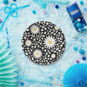 Floral Black en White Pattern Papieren Bordje (Feest)