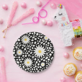 Floral Black en White Pattern Papieren Bordje (Feest)
