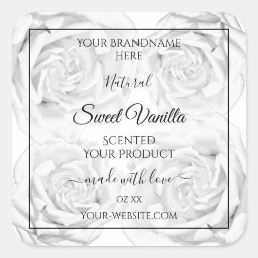 Floral Black en White Product Packaging Labels (Voorkant)