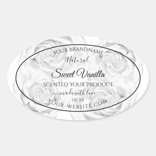 Floral Black en White Product Packaging Labels (Voorkant)