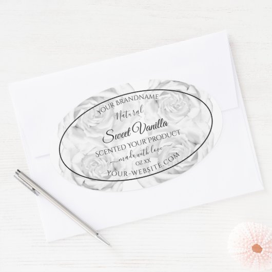 Floral Black en White Product Packaging Labels (Envelop)