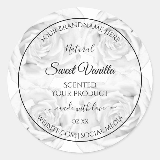 Floral Black en White Product Packaging Labels (Voorkant)