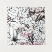 Floral Black en White Seamless Pattern. Modern Ar Wandkleed (Voorkant (horizontaal))