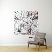 Floral Black en White Seamless Pattern. Modern Ar Wandkleed (In Situ (horizontaal))
