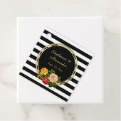 Floral Black en White Stripe gepersonaliseerd Bedankjes Labels (In situ)