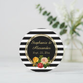 Floral Black en White Stripe gepersonaliseerd Kaart (Staand voorkant)