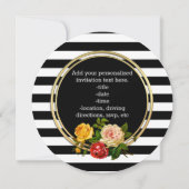 Floral Black en White Stripe gepersonaliseerd Kaart (Achterkant)