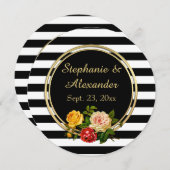 Floral Black en White Stripe gepersonaliseerd Kaart (Voorkant / Achterkant)