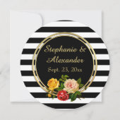 Floral Black en White Stripe gepersonaliseerd Kaart (Voorkant)