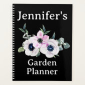Floral Black Gardening Calendar Garden Planner (Voorkant)