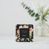 Floral Black, geverfd Vierkante Visitekaartje (Staand voorkant)
