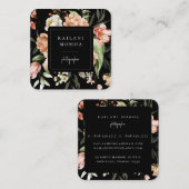 Floral Black, geverfd Vierkante Visitekaartje (Voorkant / Achterkant)